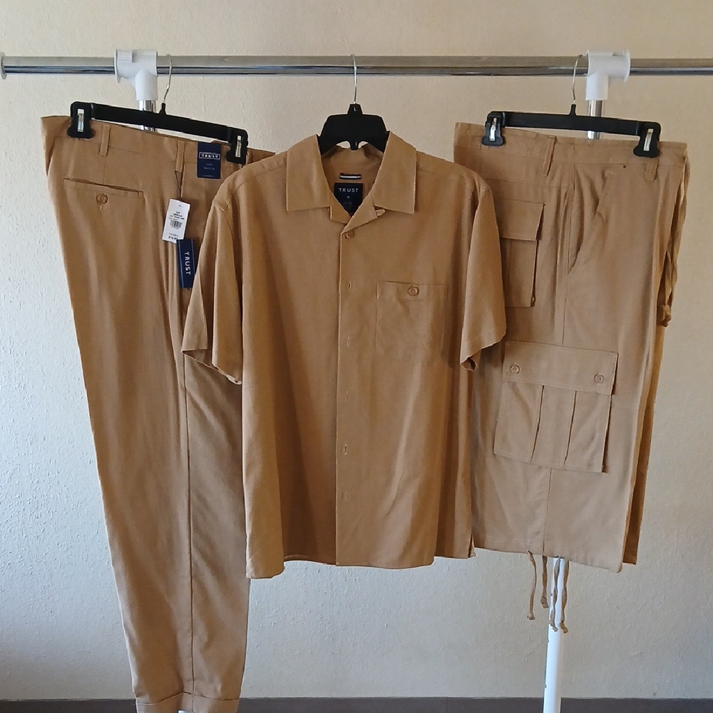 Tan Cargo Pants Lightweight Straight-Leg